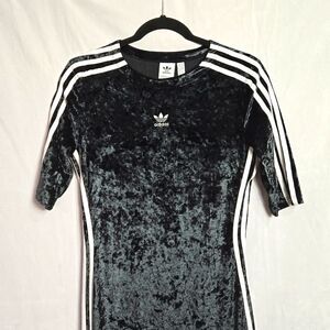 Adidas Black and White Velvet Maxi Dress